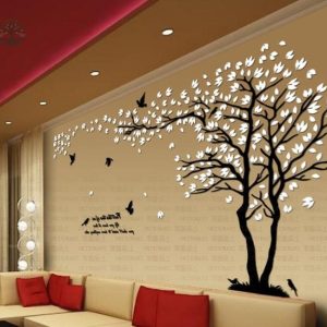 Design épuré d'un arbre de vie en sticker blanc décoratif