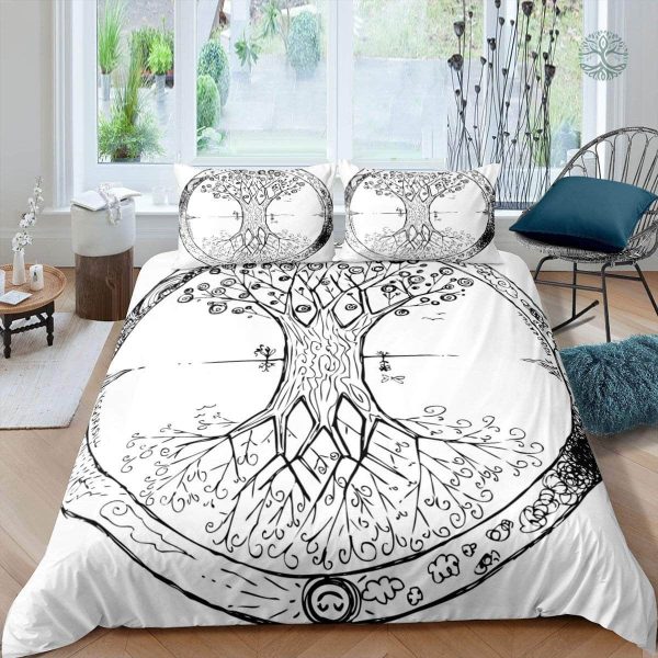 Housse de couette Arbre de Vie en blanc élégant
