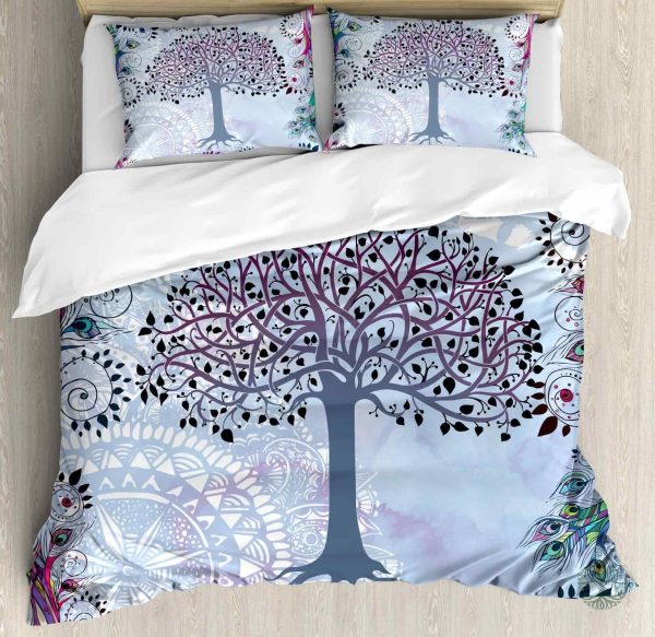 Housse de couette bohème avec motif arbre de vie