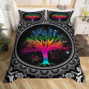 Housse de couette arbre de vie multicolore