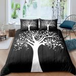 Housse de couette arbre de vie en noir et blanc