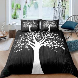 Housse de couette arbre de vie en noir et blanc