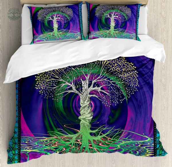 Housse de couette arbre de vie avec motif racine