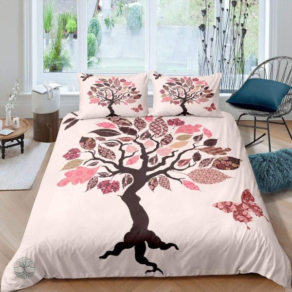 Housse de couette arbre de vie rose