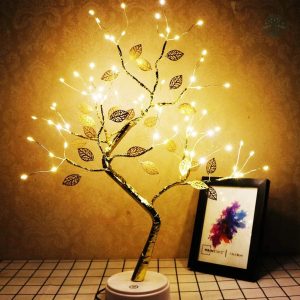 Lampe de chevet arbre de vie doré élégante et moderne