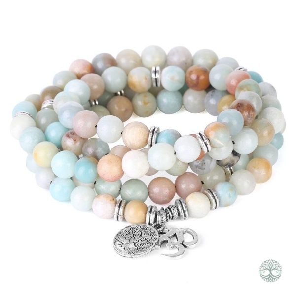 Bracelet Mala Arbre de Vie en perles d'Amazonite