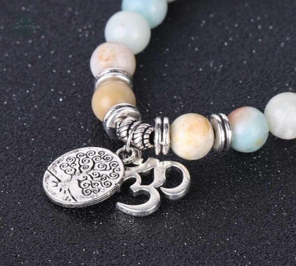 Mala en Amazonite, 108 perles, symbole de protection