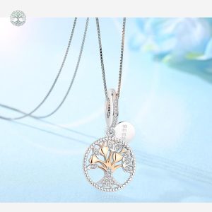 Bijou en argent 925, motif Arbre de Vie décoré de zirconium