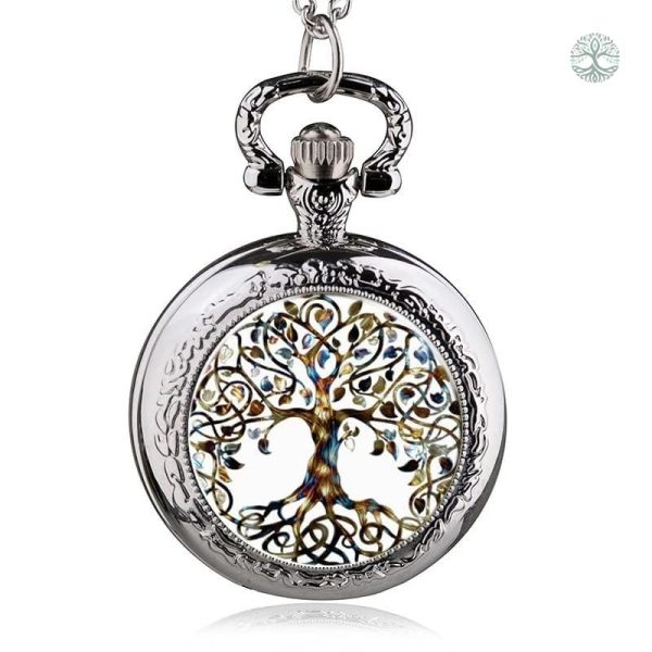 Montre à gousset Arbre de Vie au design viking