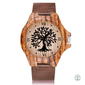 Montre Arbre de Vie en cuir beige élégante et stylée