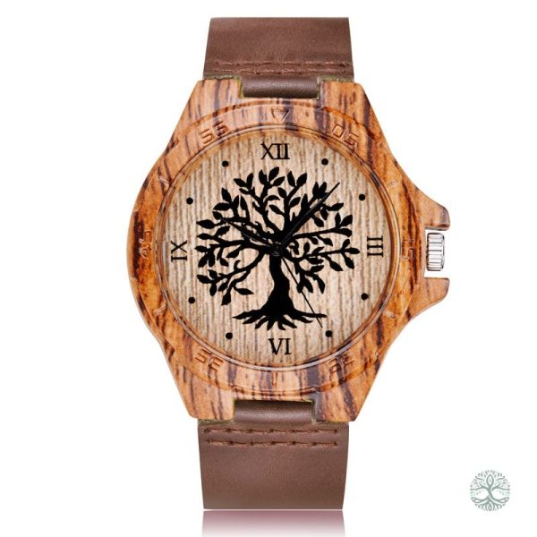 Montre Arbre de Vie en cuir beige élégante et stylée