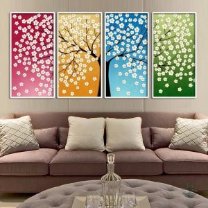 Tableau Arbre de Vie 4 Saisons en couleurs vives