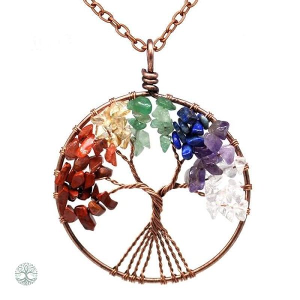 Collier Arbre de Vie avec 7 Chakras en pierres naturelles