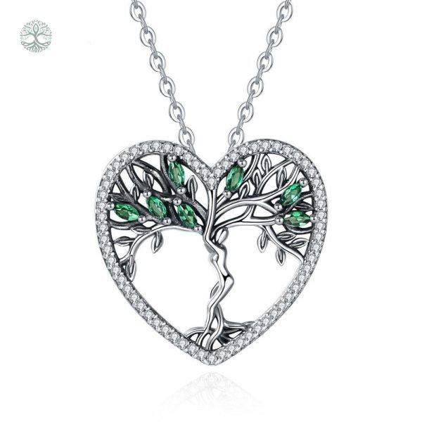 Collier Arbre de Vie en Argent avec Émeraude