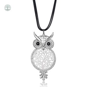 Collier Arbre de Vie avec Chouette en Argent