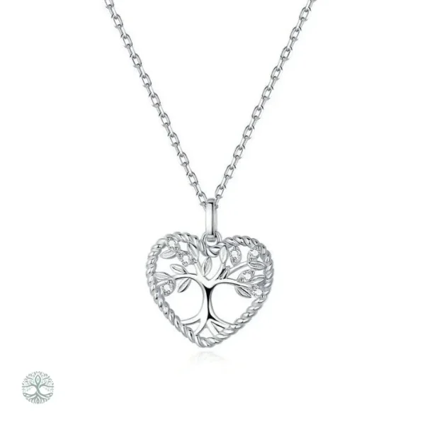Collier Arbre de Vie en forme de cœur fleuri