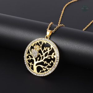 Bijou Arbre de Vie, motif Hibou élégant en or