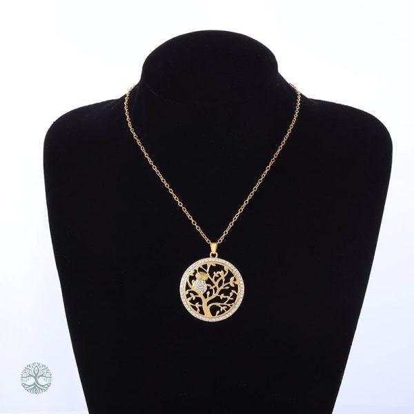 Collier or Hibou, design Arbre de Vie unique