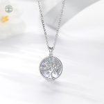 Bijou argenté avec pendentif Arbre de Vie en nacre