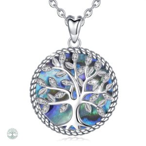 Collier Arbre de Vie en Nacre Bleue Argent 925