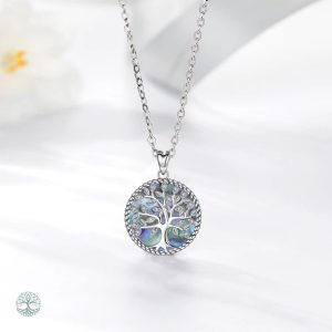 Bijou Arbre de Vie en Argent avec Nacre Bleue