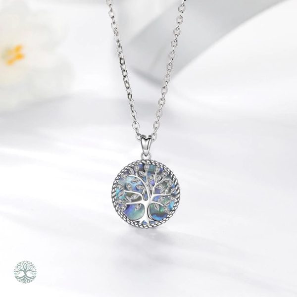 Bijou Arbre de Vie en Argent avec Nacre Bleue