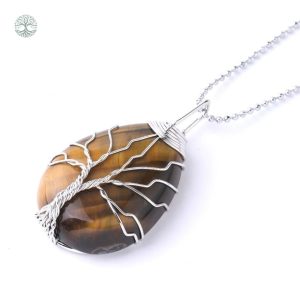 Collier Arbre de Vie en Pierre Œil-de-Tigre