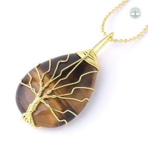 Bijou Arbre de Vie avec pendentif Œil-de-Tigre