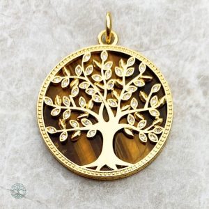Pendentif Arbre de Vie en argent sterling et œil de tigre