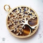 Bijou en argent 925 avec pendentif Arbre de Vie et œil de tigre