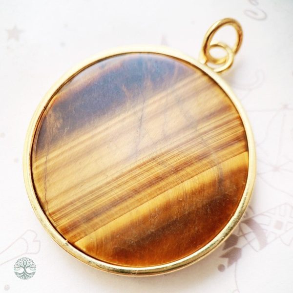 Pendentif en argent avec gemme œil de tigre, design Arbre de Vie