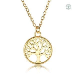 Collier Arbre de Vie en or jaune en acier inoxydable