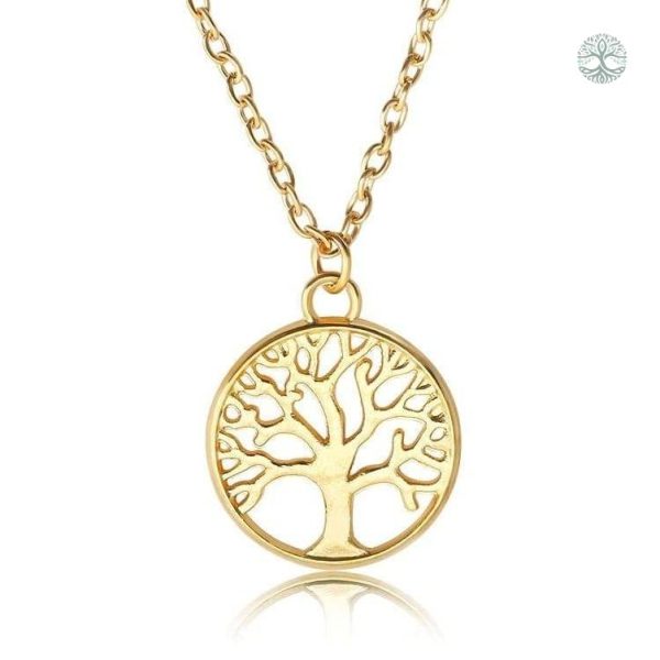 Collier Arbre de Vie en or jaune en acier inoxydable