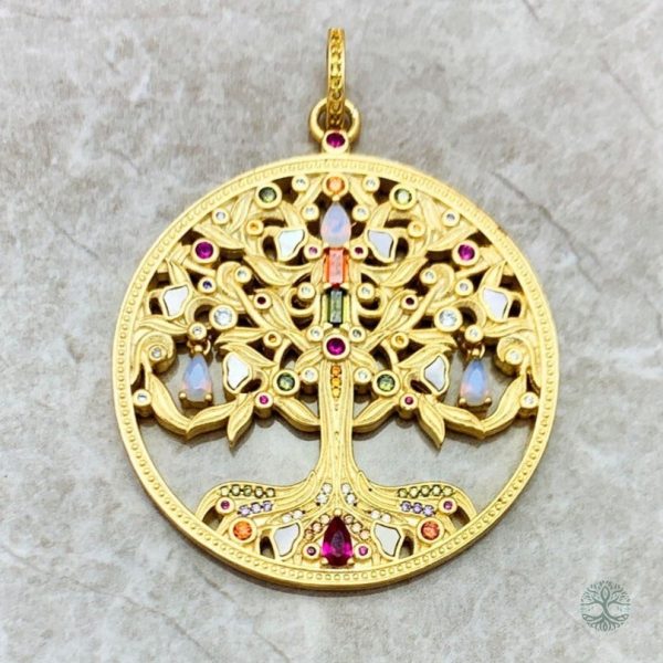 Pendentif Arbre de Vie en or et oxydes de zirconium