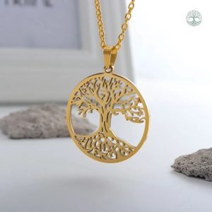 Collier tendance avec motif Arbre de Vie en or doux