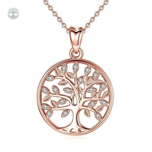 Collier Arbre de Vie en Argent Sterling 925 Or Rose