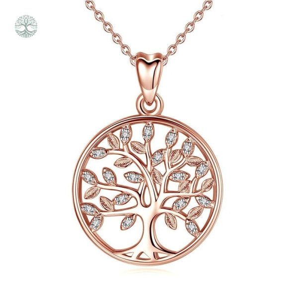 Collier Arbre de Vie en Argent Sterling 925 Or Rose