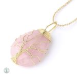 Collier Arbre de Vie en Quartz Rose