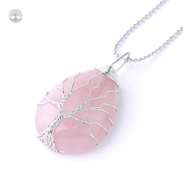 Bijou Arbre de Vie avec Pierre de Quartz Rose
