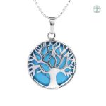 Collier Arbre de Vie en turquoise bleue