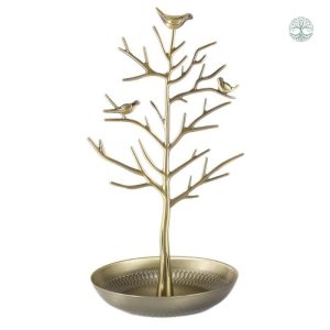 Porte-bijoux doré en forme d'arbre de vie