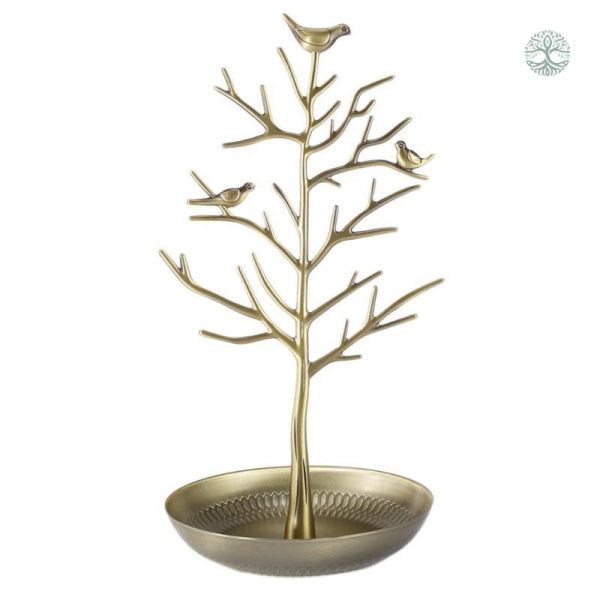 Porte-bijoux doré en forme d'arbre de vie