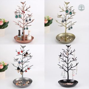 Support à bijoux design en métal noir, motif Arbre de Vie