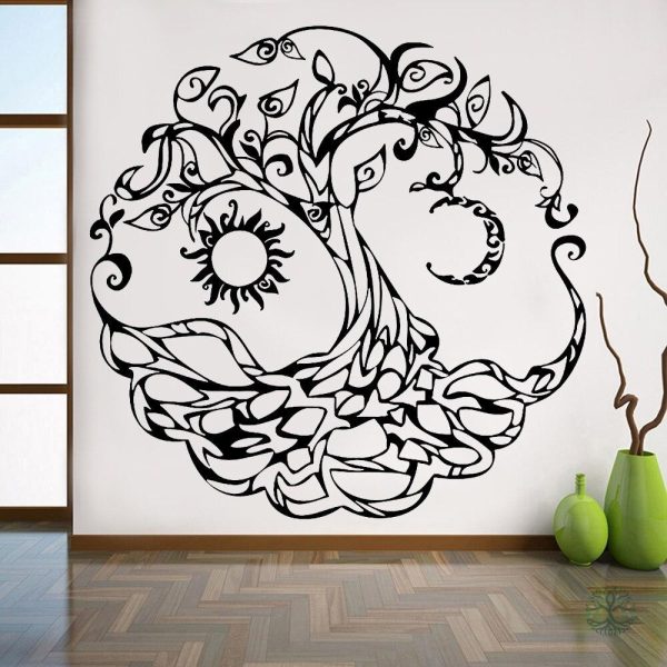 Sticker mural artistique arbre de vie pour décoration moderne