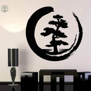 Sticker Arbre de Vie en cercle avec motifs bouddhistes