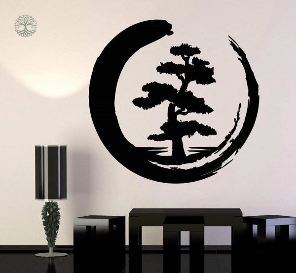 Sticker Arbre de Vie en cercle avec motifs bouddhistes