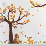 Décoration murale, sticker arbre de vie avec hibou
