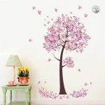 Stickers décoratifs arbre de vie en teintes roses