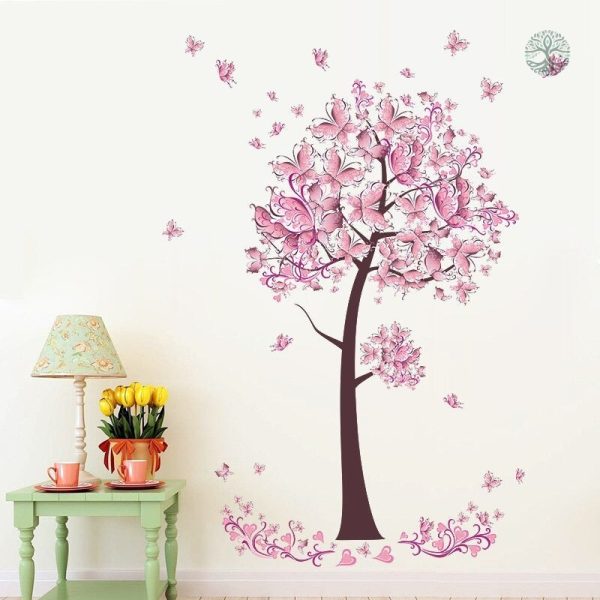 Stickers décoratifs arbre de vie en teintes roses