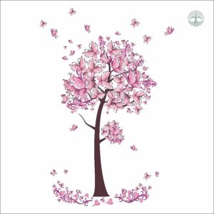 Adhésif arbre de vie rose, symbole de croissance